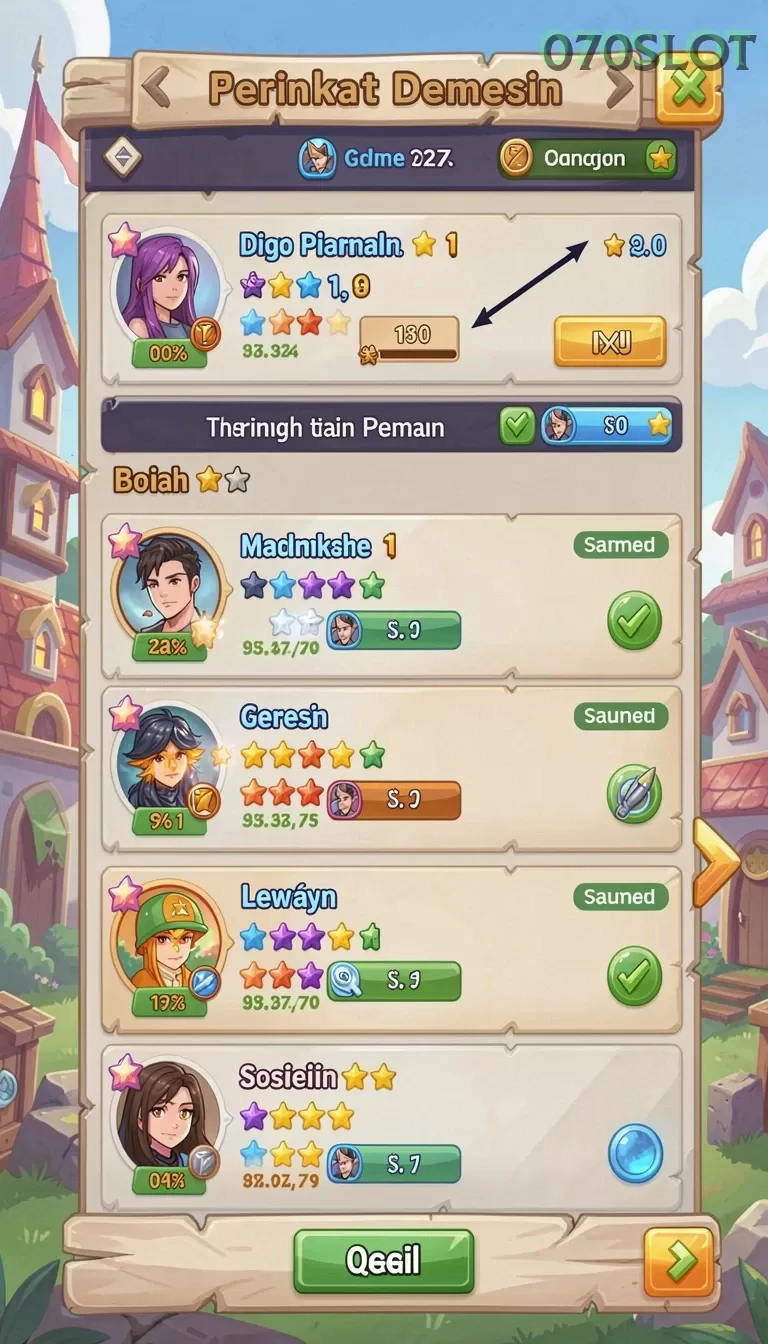 Cuplikan layar KOMEDI77 — menu navigasi
